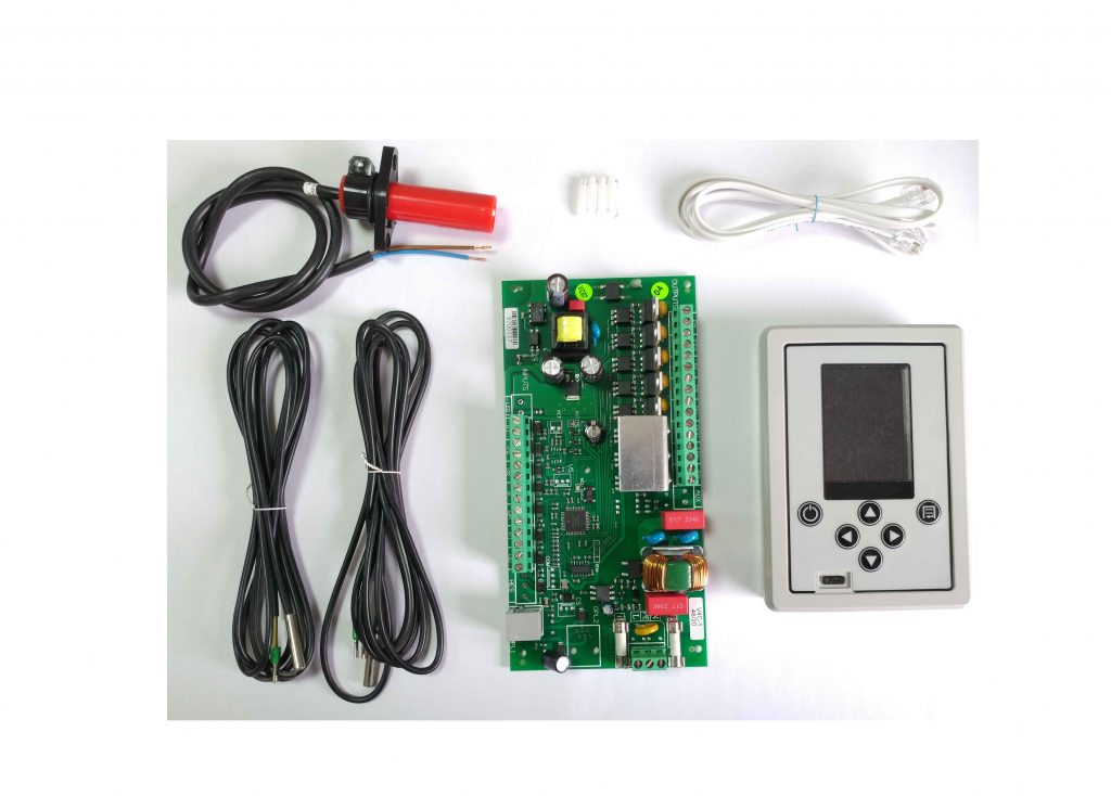 Centralita NPBC-V4C (7in-8out), Fotoresistencia FC8, pantalla TFT 2.4" y dos sondas NTC